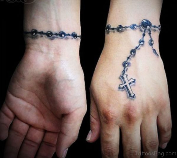 Graceful Rosary Tattoo On Wrist