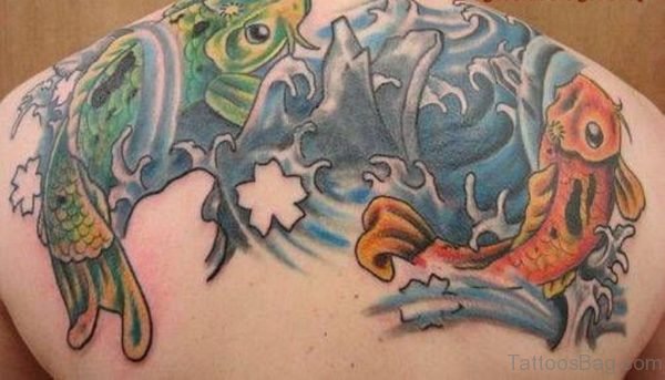 Green And Orange Fish Tattoo