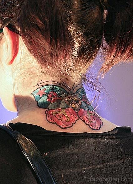 Green And Red Butterfly Tattoo