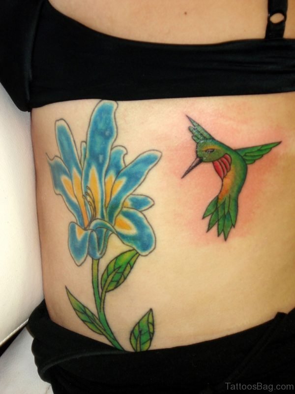 Green Hummingbird Tattoo On Back