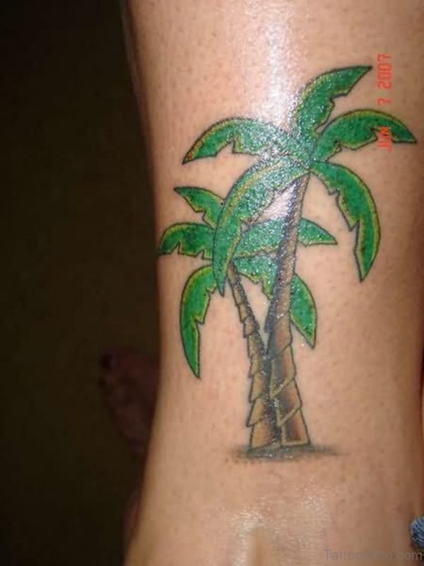 Green Leaf Palm Tree Tattoo