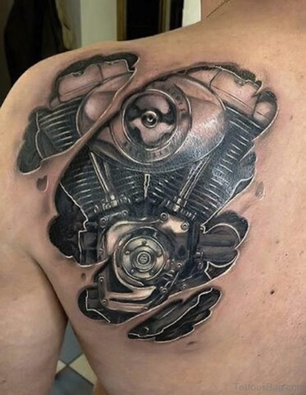 Grey Biomechanical Tattoo
