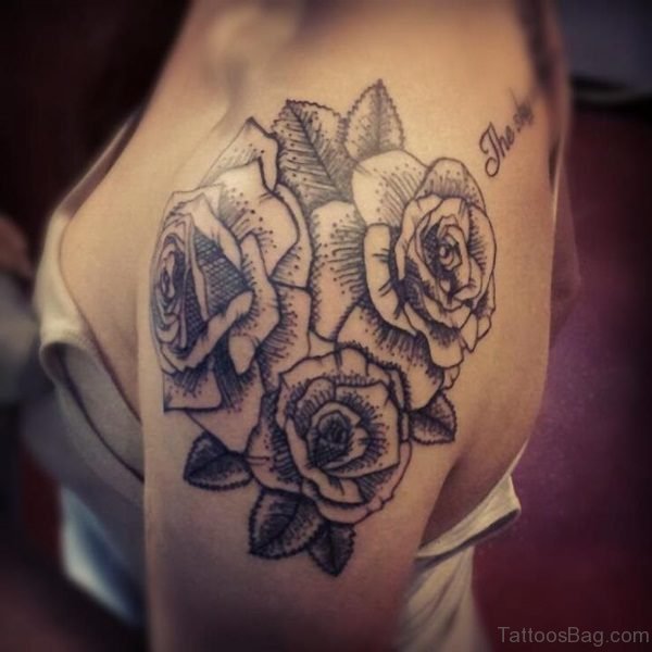 Grey Flower Tattoo Design