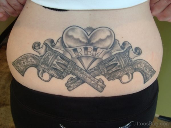 Grey Guns And Heart Tattoo