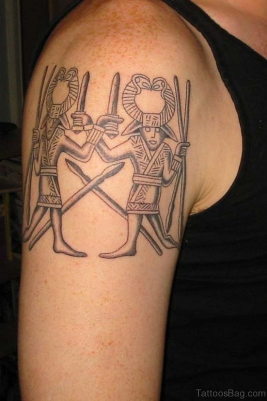 Grey Ink Aztec Tattoo