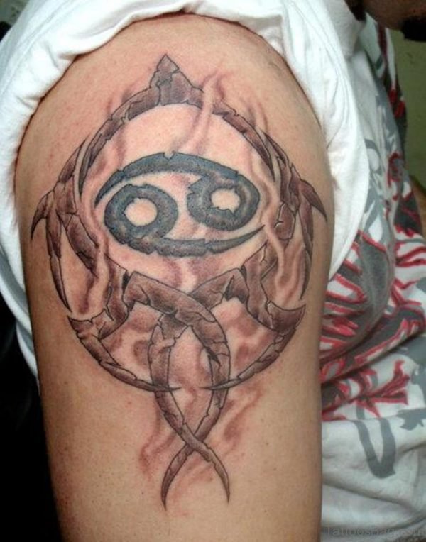 Grey Ink Cancer Zodiac Tattoo