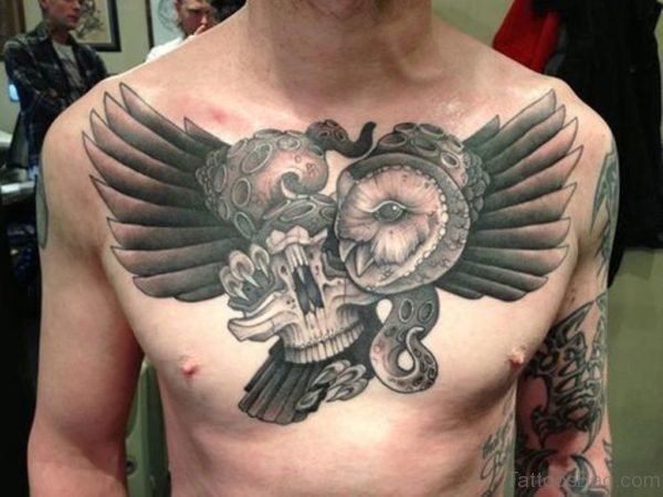 Grey Ink Eagle Tattoo