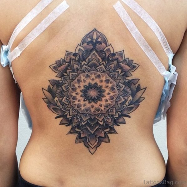 Grey Ink Mandala Flower Tattoo