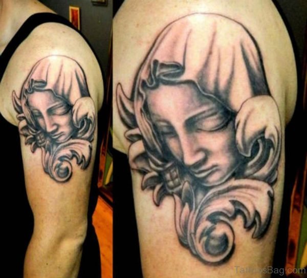 Grey Ink Mary Tattoo Design