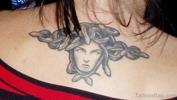 Grey Ink Medusa Tattoo