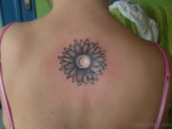 Grey Ink Sunflower Tattoo