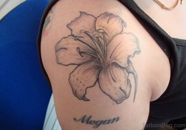 Grey Lily Flower Tattoo