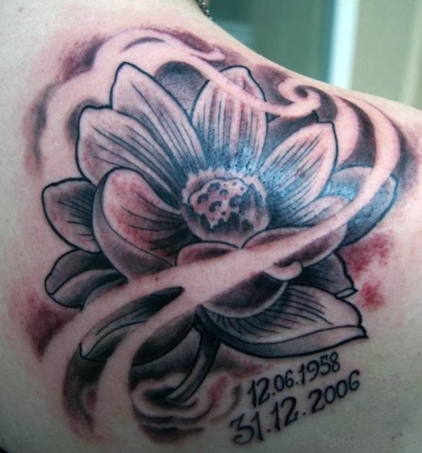 Grey Lotus Flower Tattoo