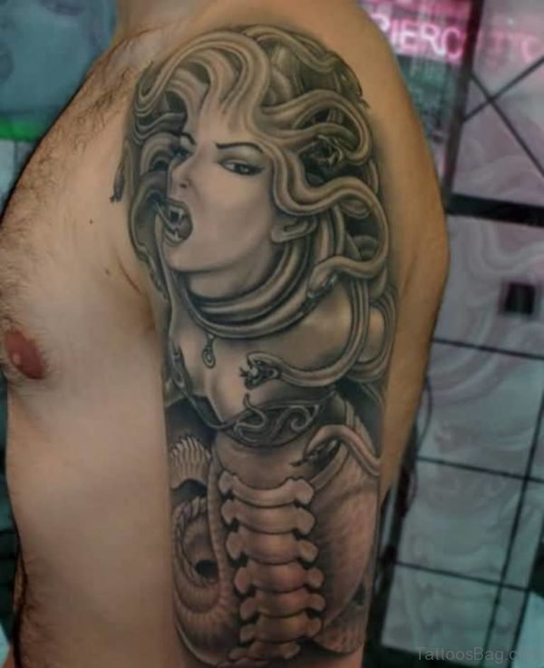 Grey Medusa Tattoo
