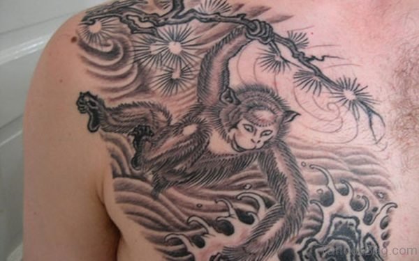 Grey Monkey Shoulder Tattoo
