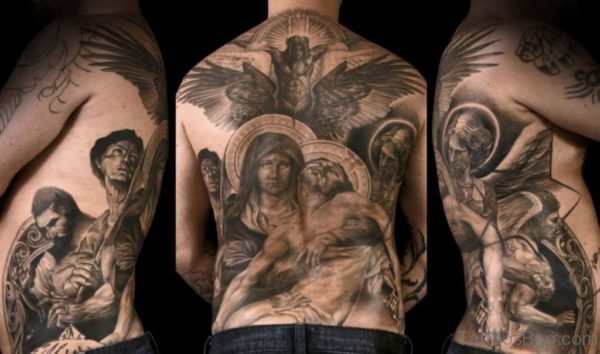 Grey Religious Tattoo Design
