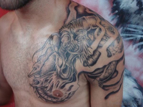 Grey Shoulder Dragon Tattoo