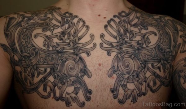 Grey Viking Shoulder Tattoo Design
