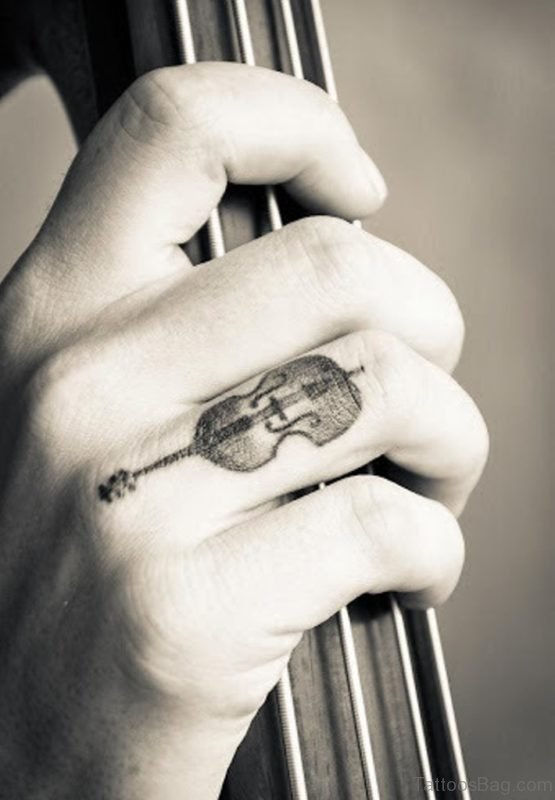 Guitar Tattoo On Finger