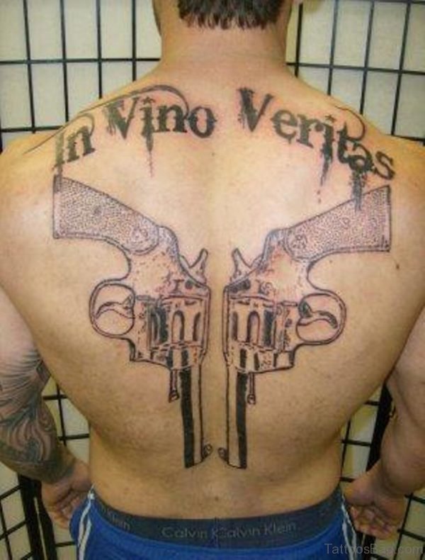 Gun Tattoo Design  On Back