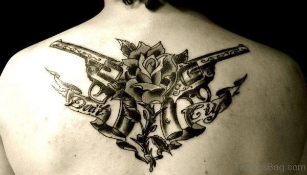 Gun Tattoo Design On Back