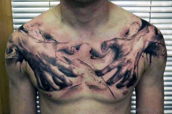Hands Tattoo On Chest