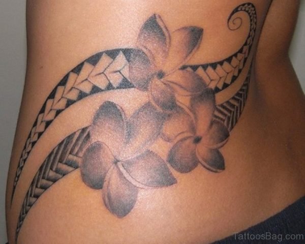 Hawaiian Flower Tattoo On Lower Back