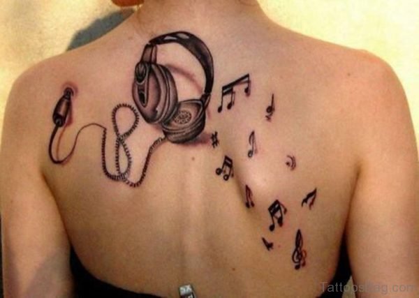 Headphones And Music Notes Tattoo