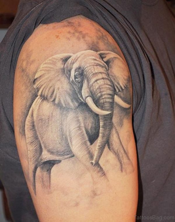 Healthy Elephant Tattoo On Shoulder