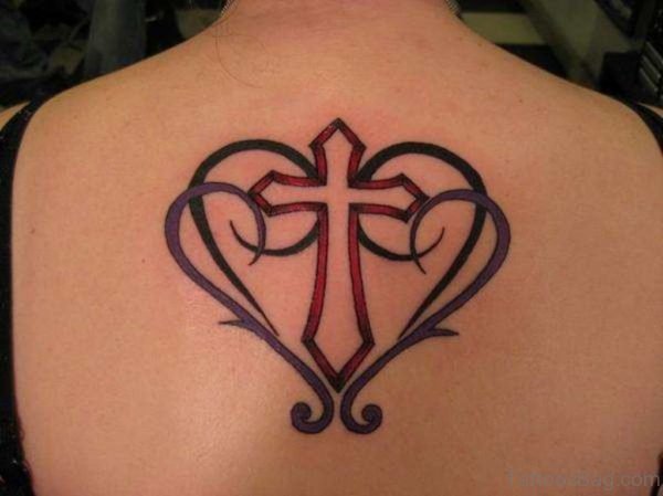 Heart And  Cross Tattoo