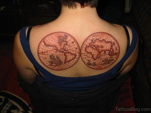 Hemisphere Map Tattoos On Back