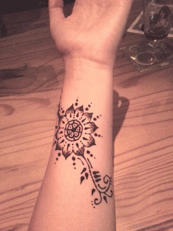 Henna Flower Tattoo Wrist