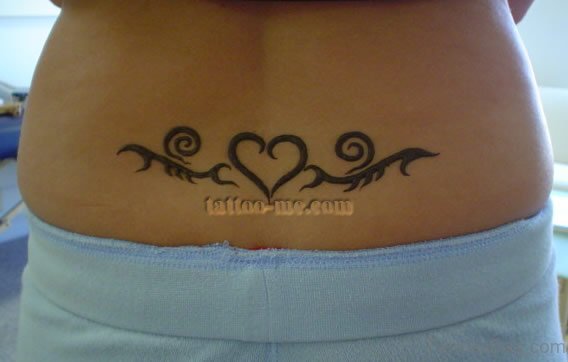 Henna Heart Tattoo On Lower Back