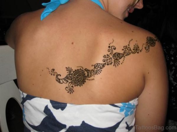 Henna Tattoo On Girl Back 