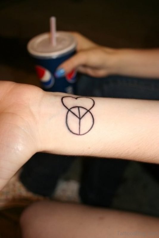 Heart Peace Tattoo On Wrist
