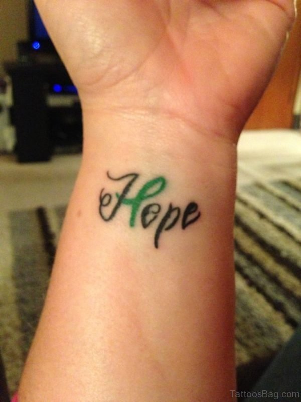 Hope Cancer Ribbon Wrist Tattoo