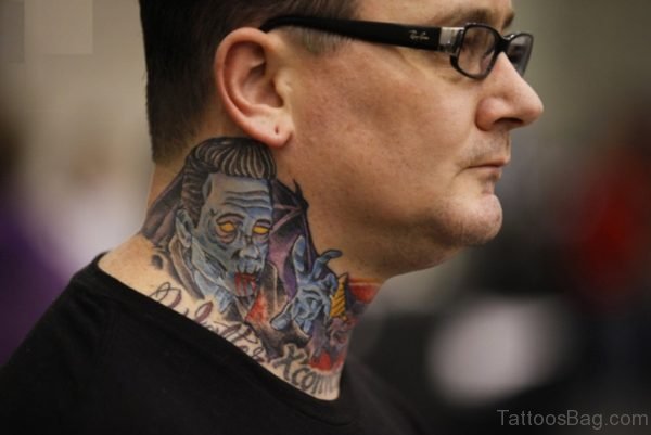 Horror Man Tattoo On Neck