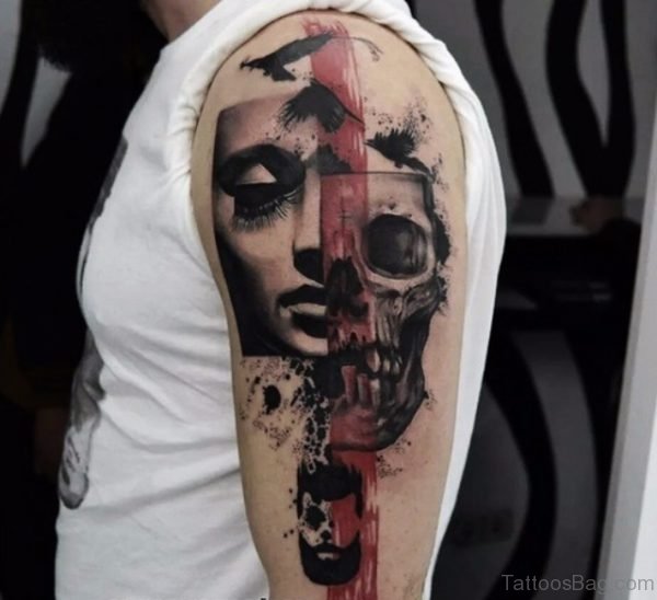 Horror Skull Tatoo On Shoulder