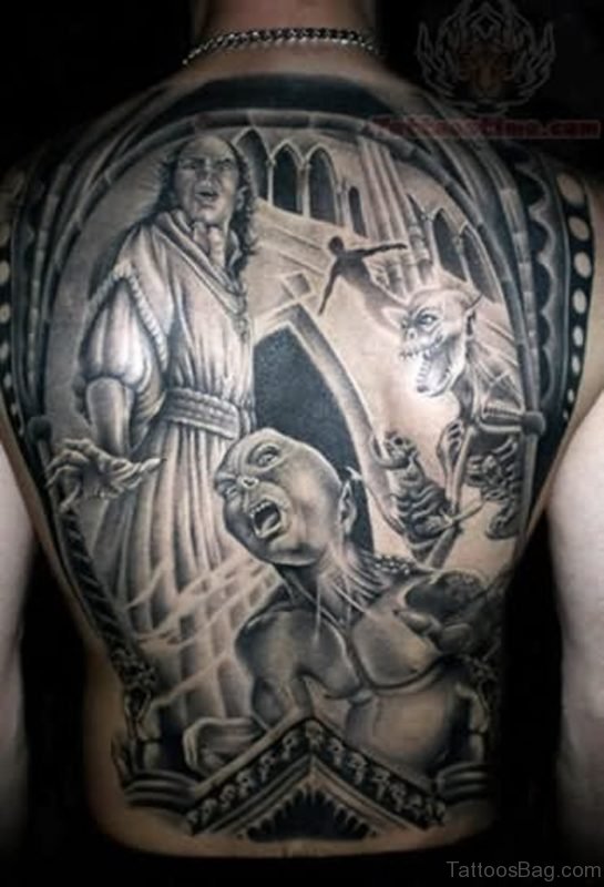 Horror Tattoo On Back