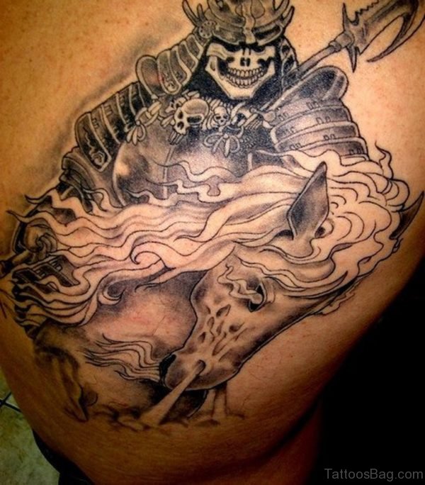 Horse Samurai Warrior Tattoo On Back