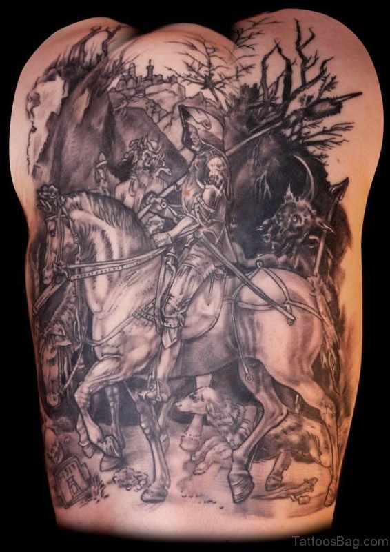 Horse Tattoo On Full Back
