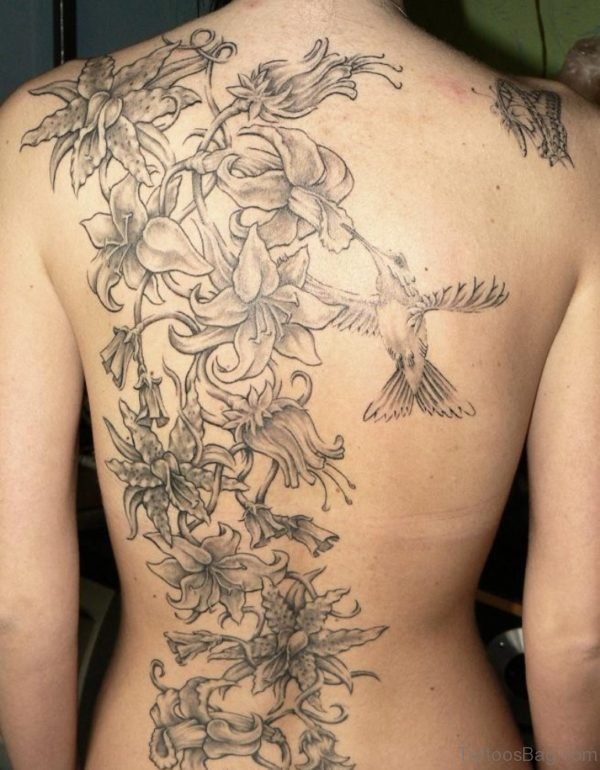 Huge Flower Tattoo Design On Back