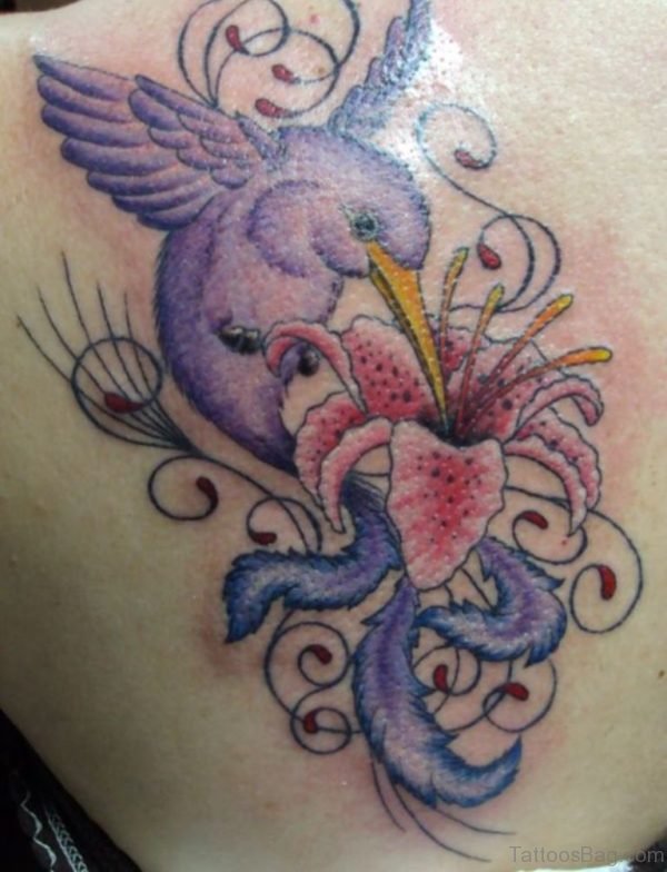 Hummingbird And Lily Flower Tattoo