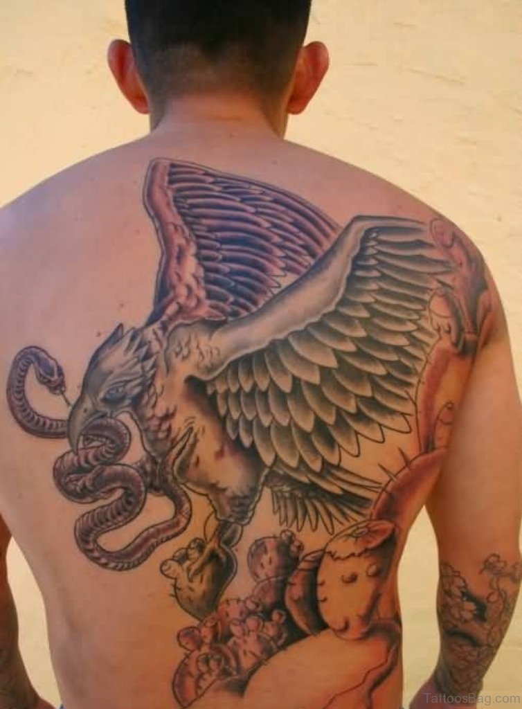 Hungry Eagle Hold Snake Tattoo