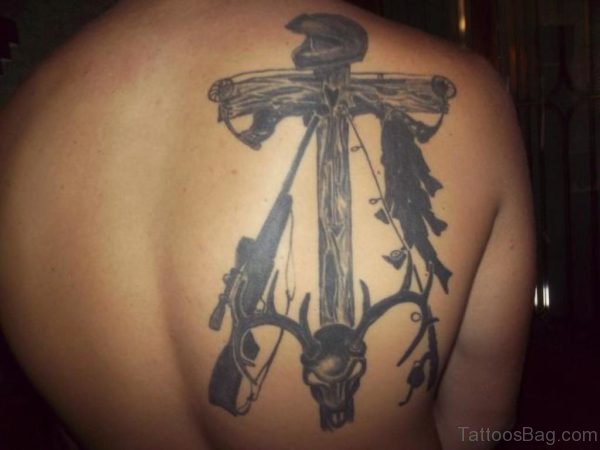 Hunting Gun Tattoo On Back