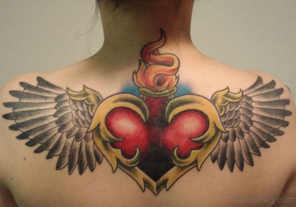 Impressive Heart Tattoo On Back