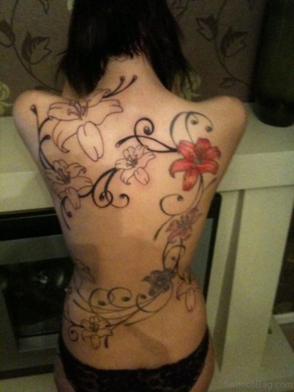 Impressive Lily Flower Tattoo 