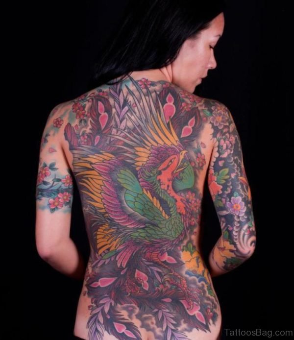 Impressive Phoenix Tattoo On Full Back