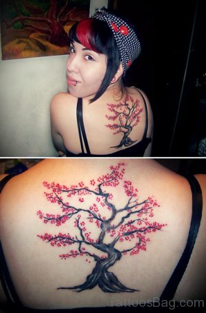 Japanese  Cherry Blossom Tree Tattoo Design