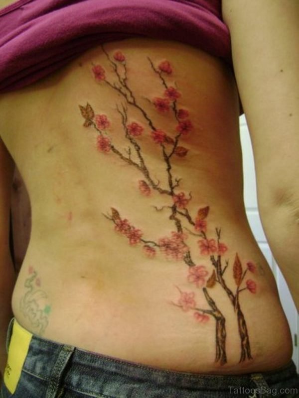 Japanese Flowers Tattoo On Back